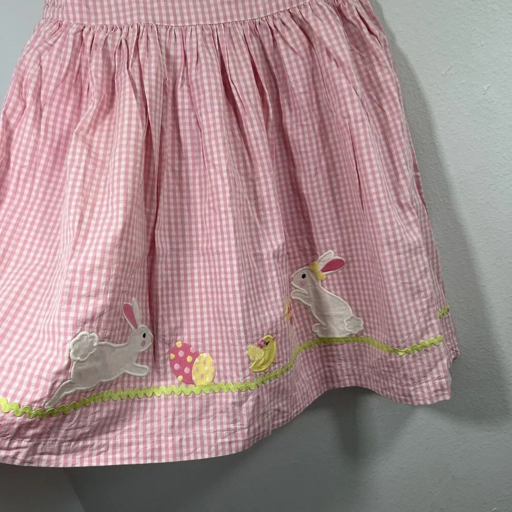 Gymboree Dress Kids 12 Pink‎ Plaid Sleveless Embroidered Easter Cottagecore